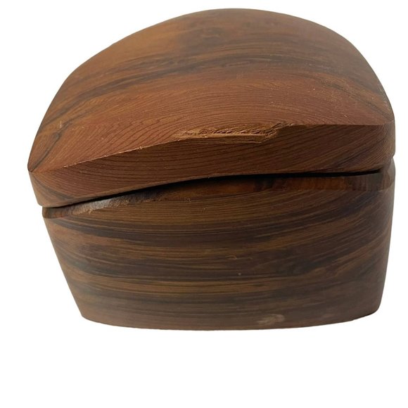 CALIFORNIA REDWOOD Trinket Box Jewelry Keepsake Ring Desk Vanity Handcarved 4x3 - Picture 4 of 10